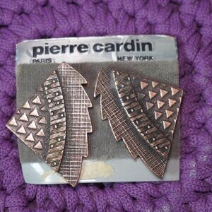 Pierre Cardin New York Womens Bronze Boho Triangle Shaped Clip On Earrings